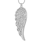 White Crystal Feather Pendant With Chain (Size - 29.5-2 Ext) in Silver Tone