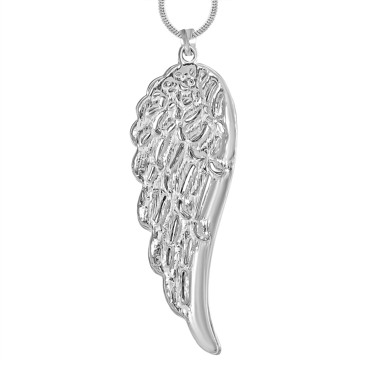 White Crystal Feather Pendant With Chain (Size - 29.5-2 Ext) in Silver Tone 7890844 4