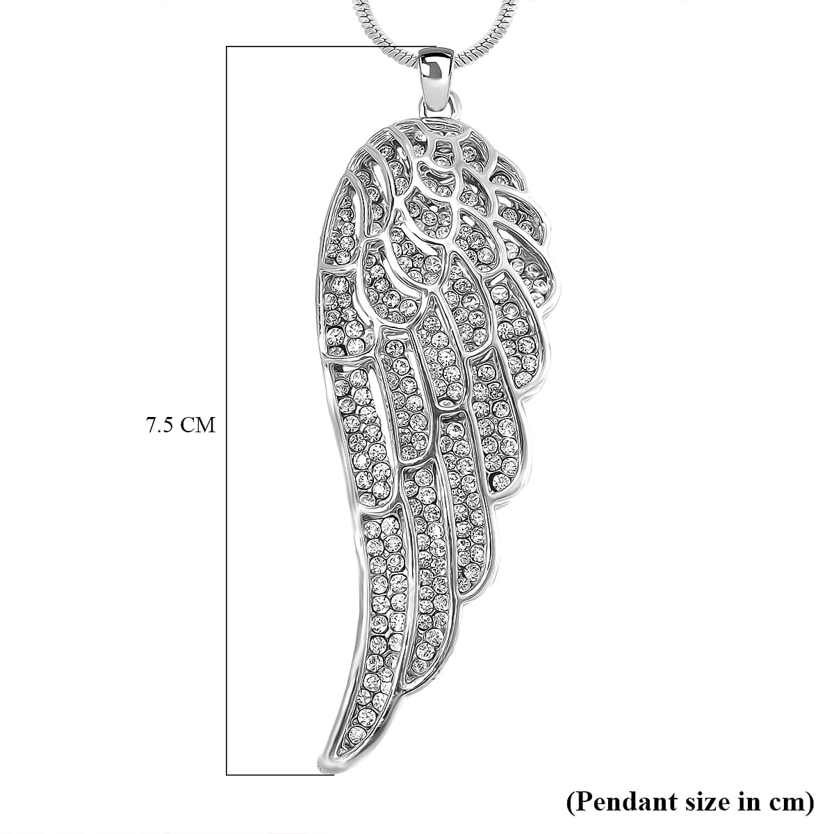 White Crystal Feather Pendant With Chain (Size - 29.5-2 Ext) in Silver Tone 7890844 6