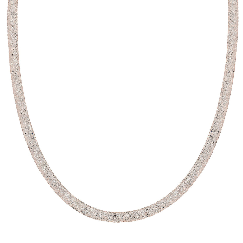 White Crystal Austrian Necklace (Size - 30) in Rose Gold Tone
