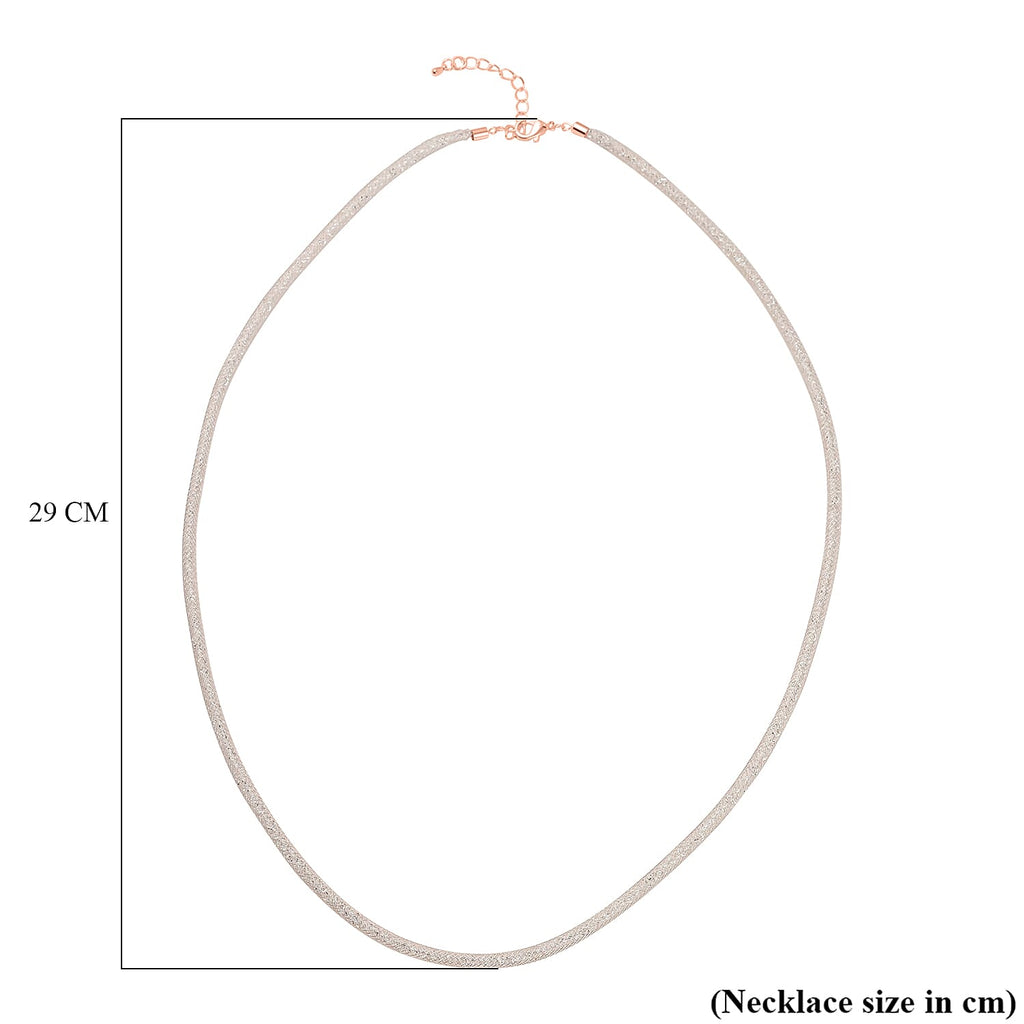 White Crystal Austrian Necklace (Size - 30) in Rose Gold Tone