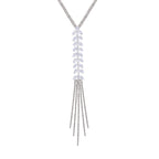 White Austrian Crystal Tassel Necklace (Size - 30-3)