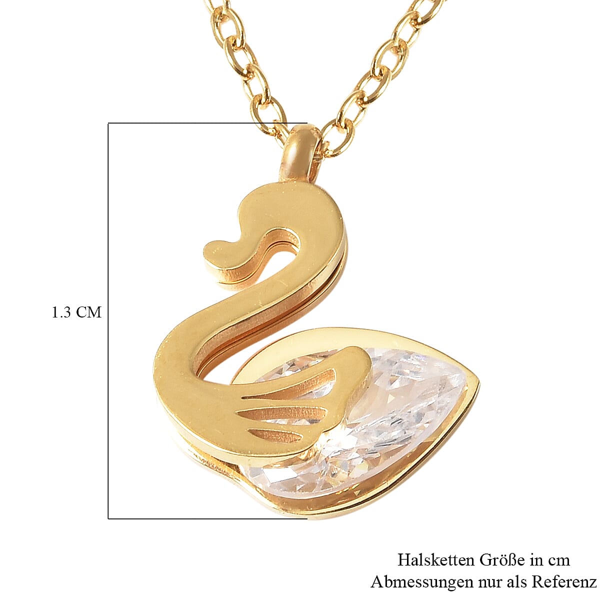 White Austrian Crystal Duck Necklace (Size - 15.50) in Stainless Steel 3879904 6