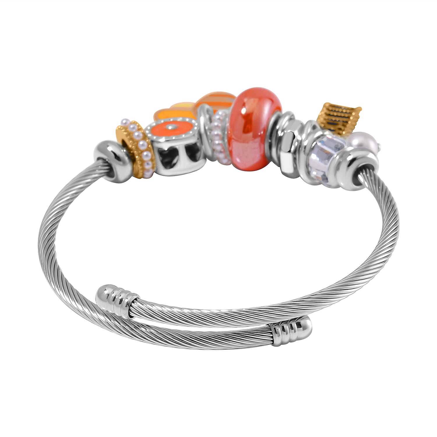 Ceramic Beads Enamelled Charms Bee Adjustable Bangle 7841205 5
