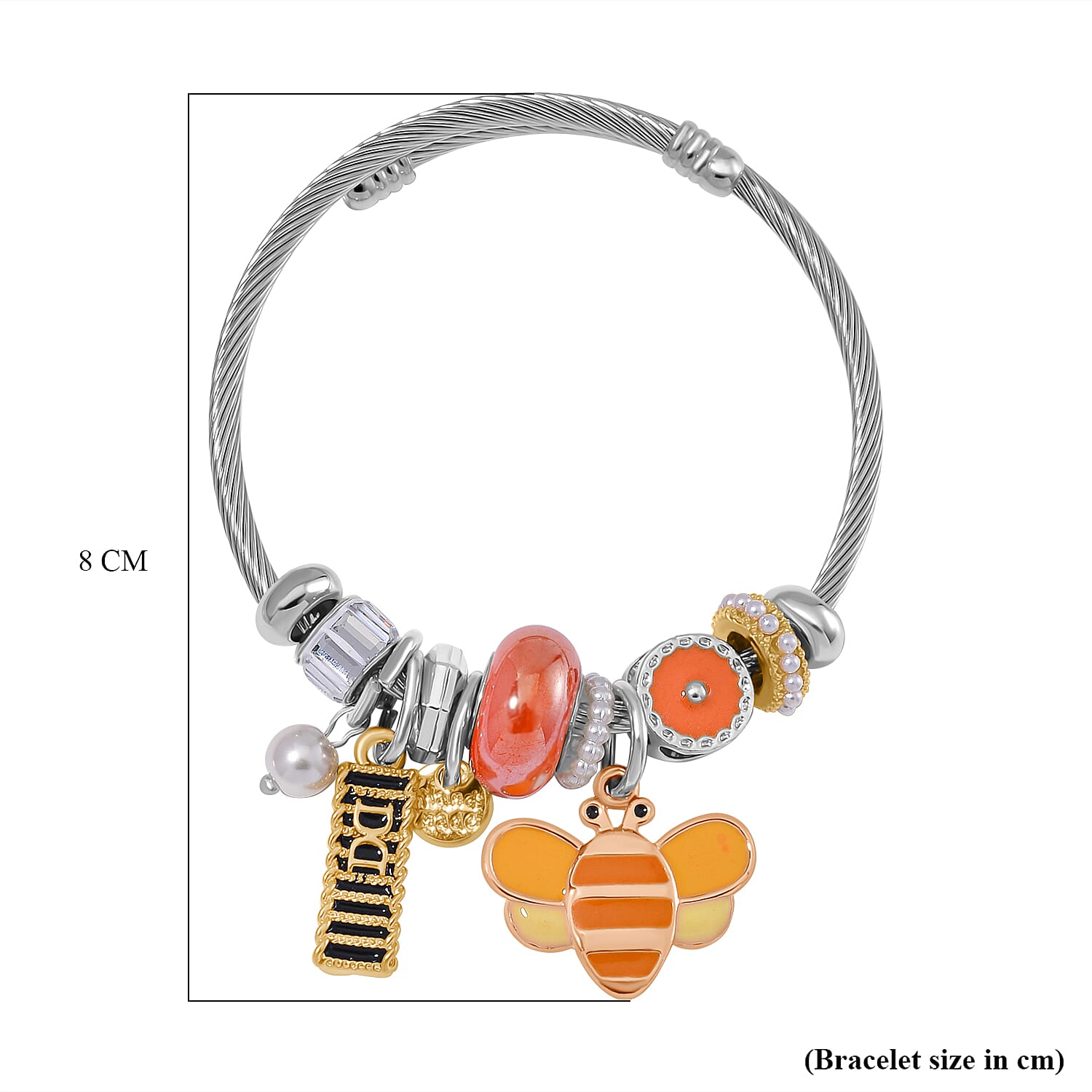 Ceramic Beads Enamelled Charms Bee Adjustable Bangle 7841205 6