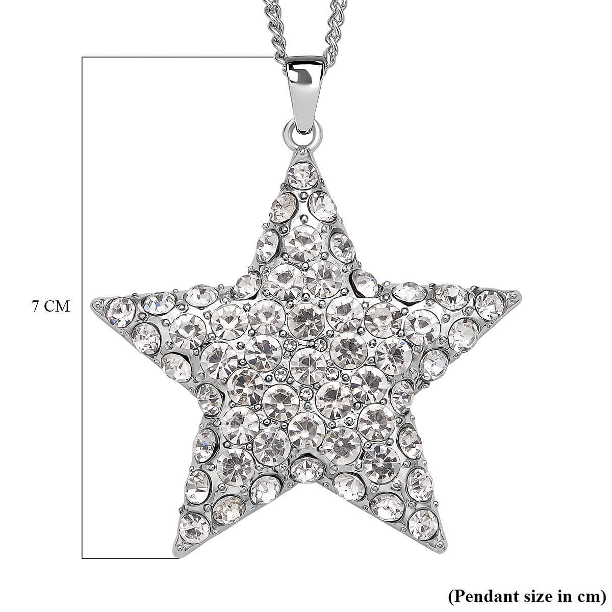 White Austrian Crystal Star Pendant with Chain (Size 29-2.5 Inch Ext.) in Silver Tone 4119607 6