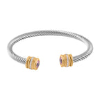 White Crystal & Pink Crystal Bangle (Size - 7.5) in Gold & Silver Tone