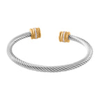White Crystal & Pink Crystal Bangle (Size - 7.5) in Gold & Silver Tone