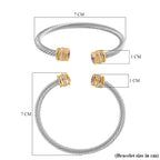 White Crystal & Pink Crystal Bangle (Size - 7.5) in Gold & Silver Tone