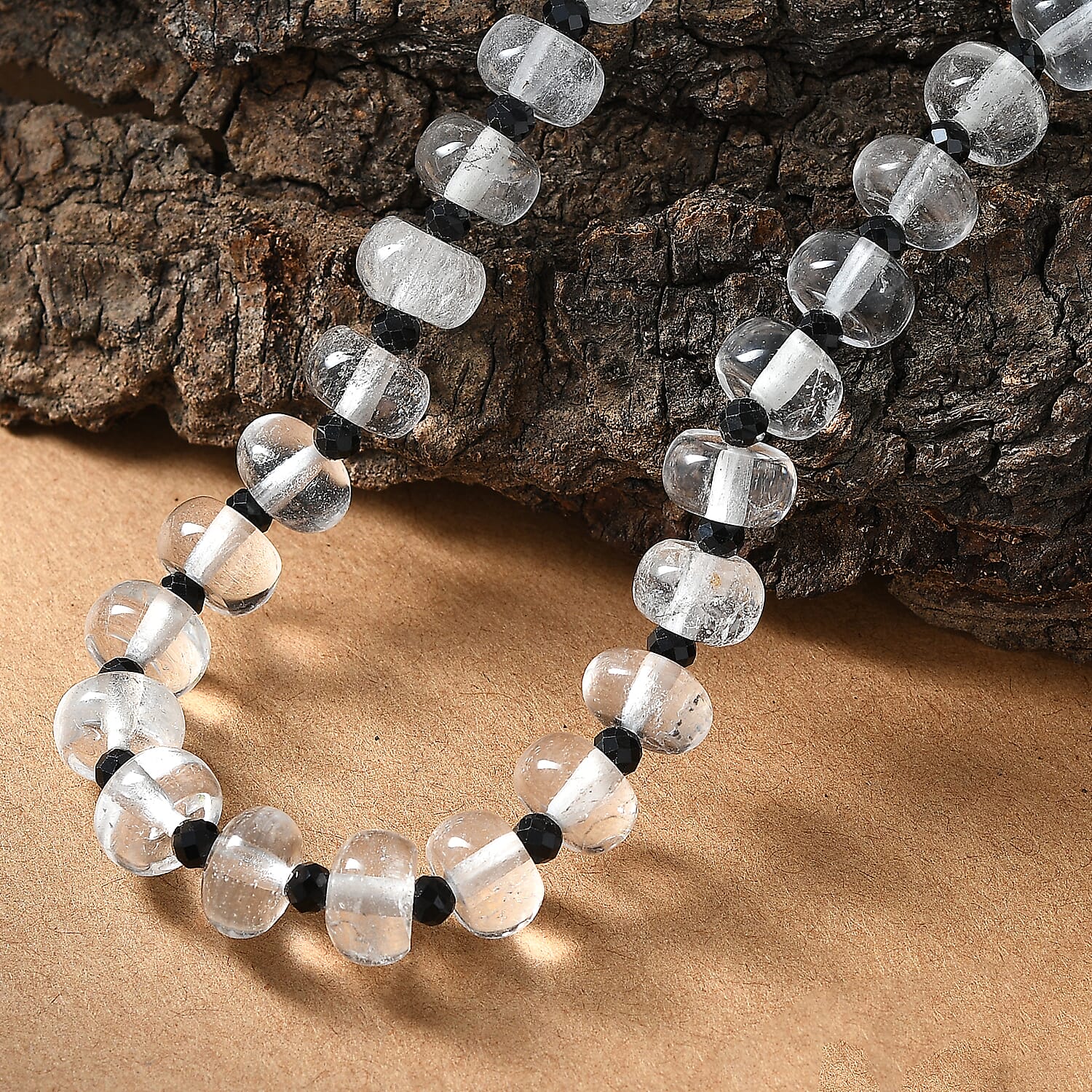 White Crystal Quartz &amp; Black Spinel Necklace (Size - 20-2 Ext.) with Lobster Clasp 315.00 Ct. 8181176 2