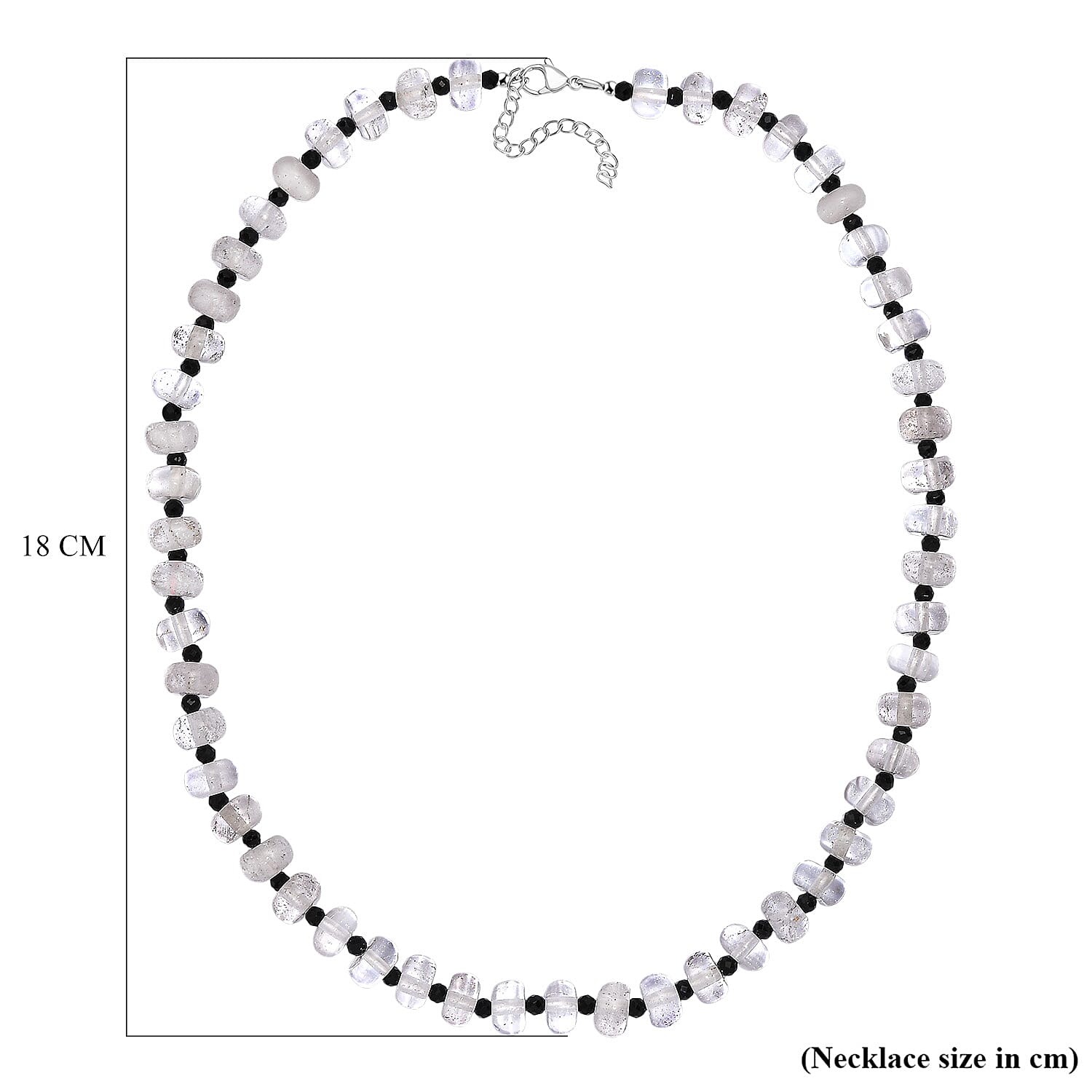 White Crystal Quartz &amp; Black Spinel Necklace (Size - 20-2 Ext.) with Lobster Clasp 315.00 Ct. 8181176 6