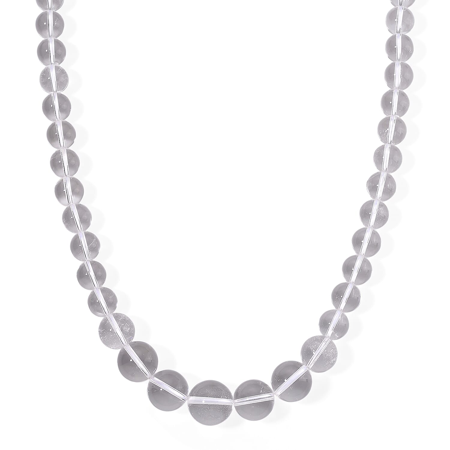 White Crystal Quartz Necklace (Size - 18-2 Ext) in Rhodium Overlay Sterling Silver 490.00 Ct. 8185651 0