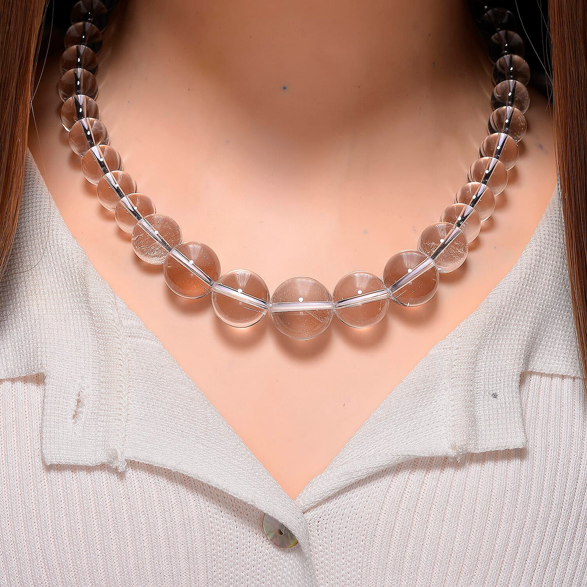 White Crystal Quartz Necklace (Size - 18-2 Ext) in Rhodium Overlay Sterling Silver 490.00 Ct. 8185651 2