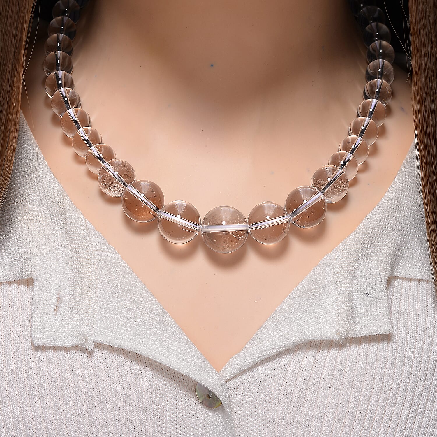 White Crystal Quartz Necklace (Size - 18-2 Ext) in Rhodium Overlay Sterling Silver 490.00 Ct. 8185651 2