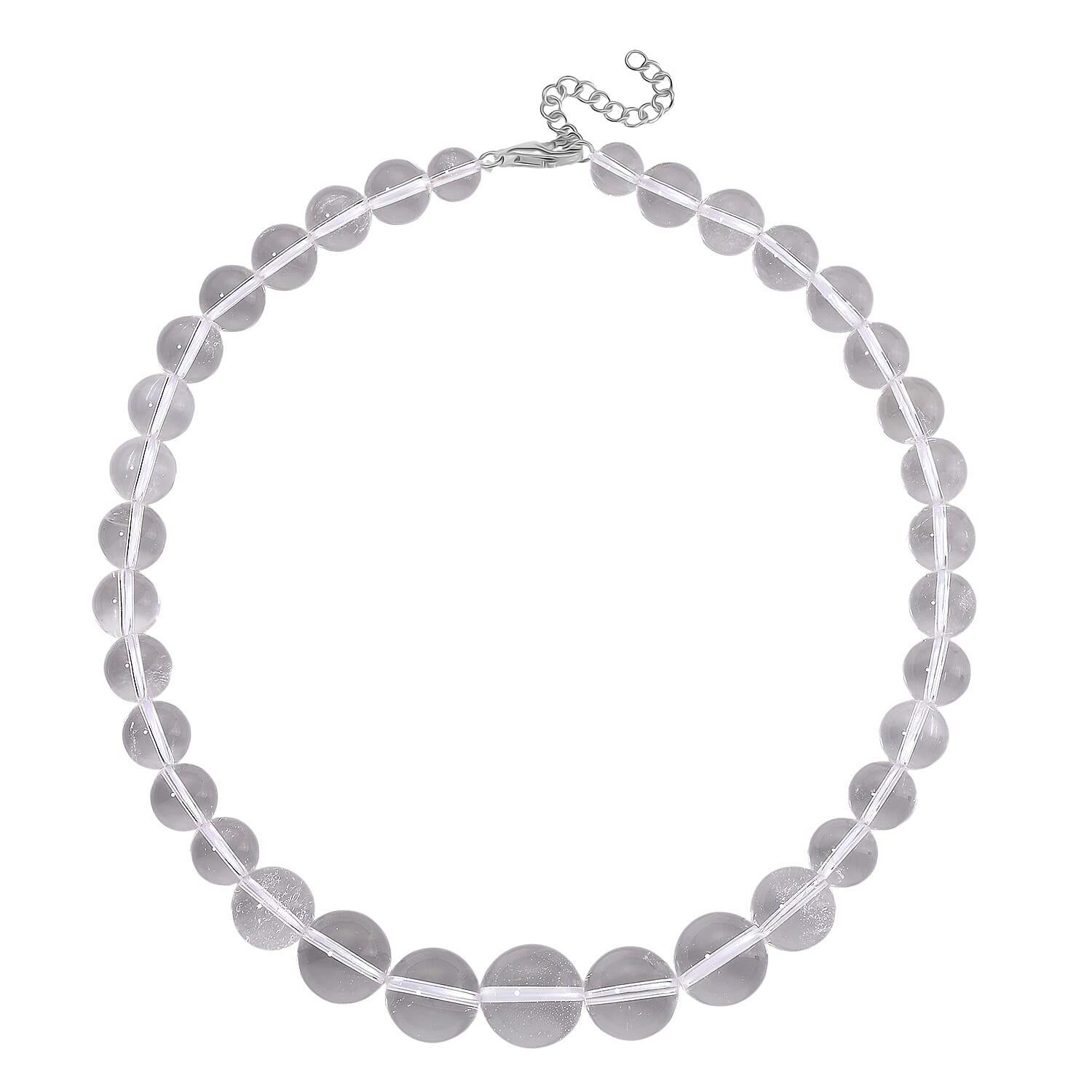 White Crystal Quartz Necklace (Size - 18-2 Ext) in Rhodium Overlay Sterling Silver 490.00 Ct. 8185651 3