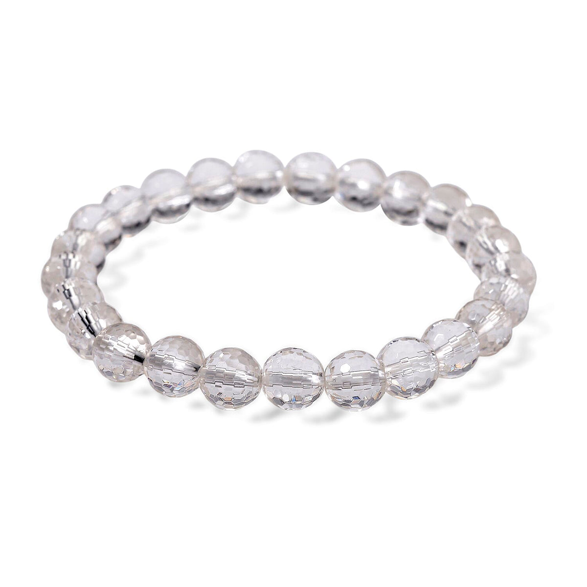 White Crystal Quartz Stone Bracelet (Size - 7.5 Stretchable) 100.00 Ct. 8185716 0
