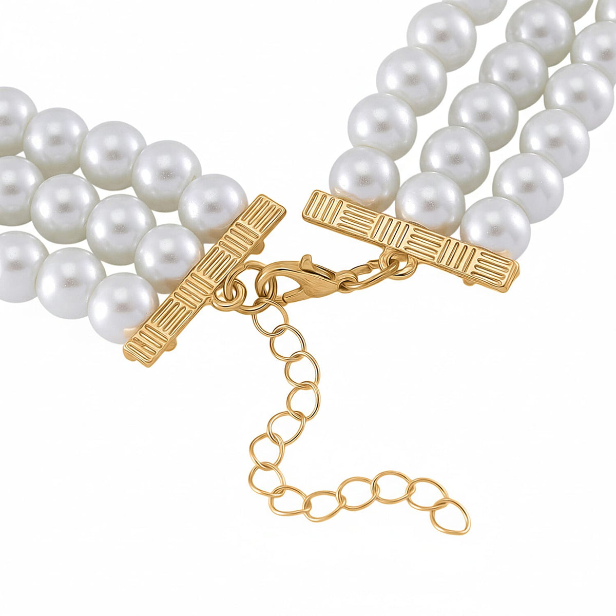White Glass Pearl Choker Necklace (Size - 16-4 Inch Ext) with White Crystal and Red Glass V32516775 5