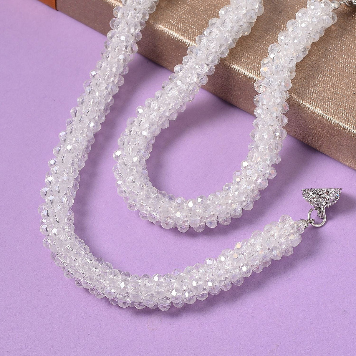 NY Close Out Deal-  Mystic White Crystal Necklace With Magnetic Clasp (Size - 20) 7651868 6
