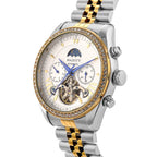 MAJESTY Triumph Multifunctional Automatic Movement Crystal Studded 3ATM Day and night element Two Tone Strap Watch - gold