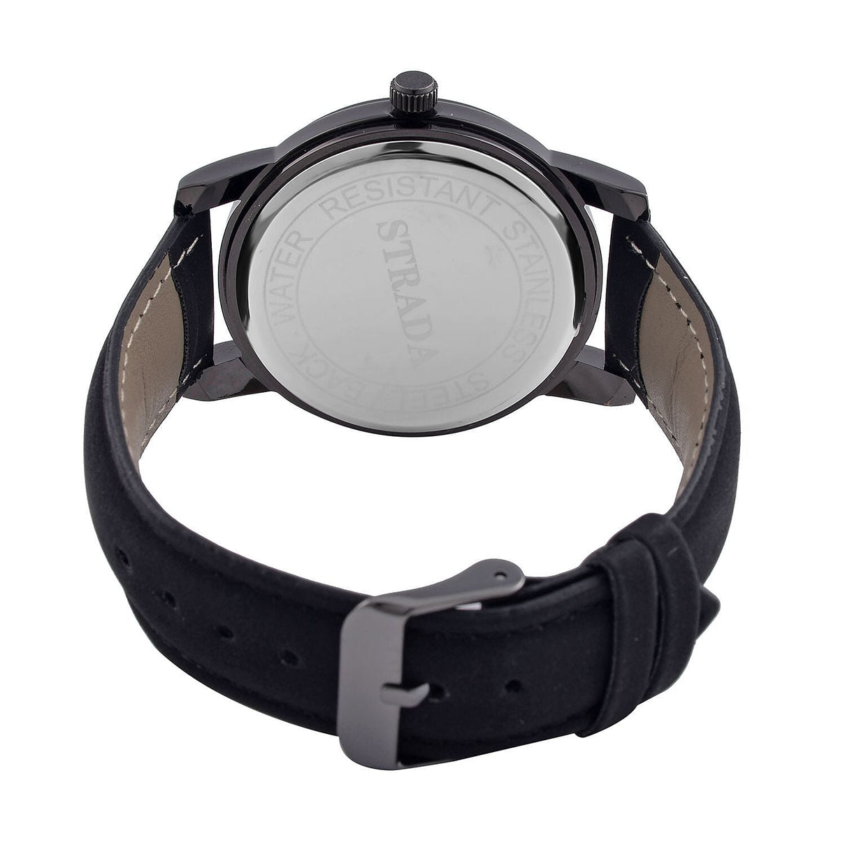 STRADA White Crystal Stainless Steel Dial Leather Strap Buckle Watch 7582072 6