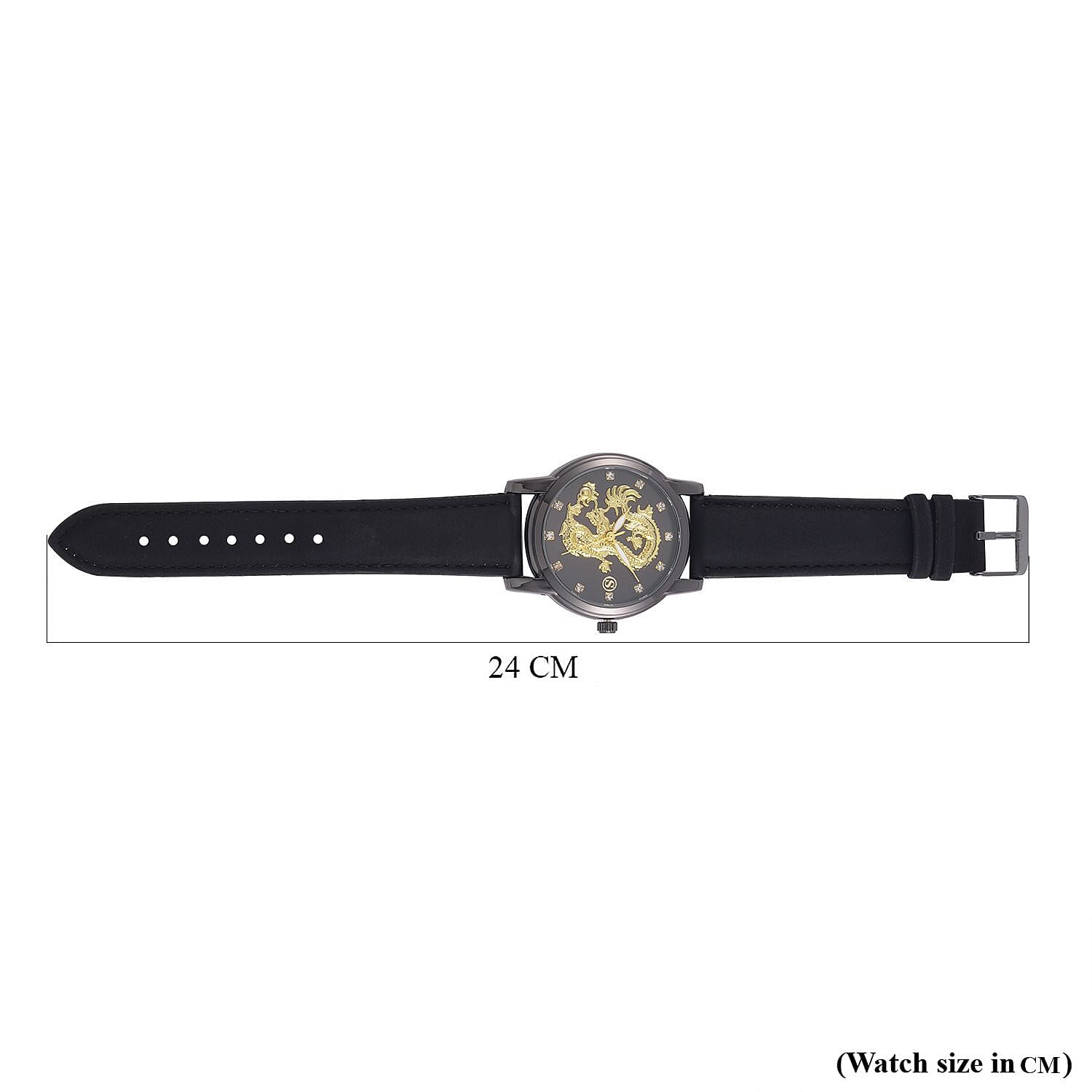 STRADA White Crystal Stainless Steel Dial Leather Strap Buckle Watch 7582072 7
