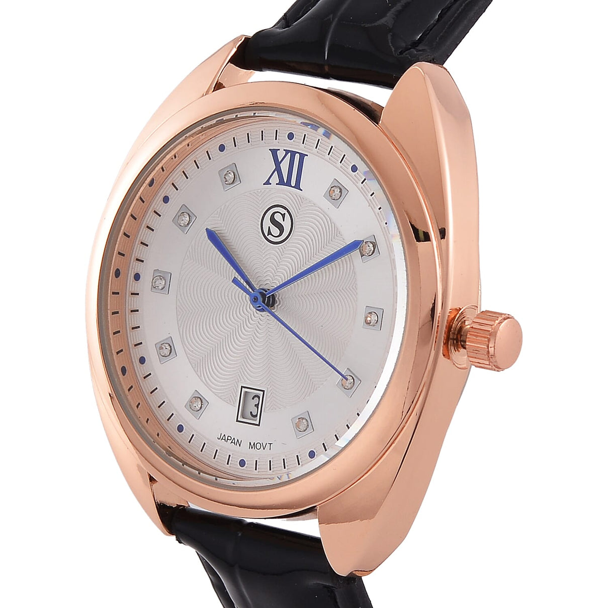 STRADA - Japanese Mov,  White Crystal Watch - Black 7822101 3
