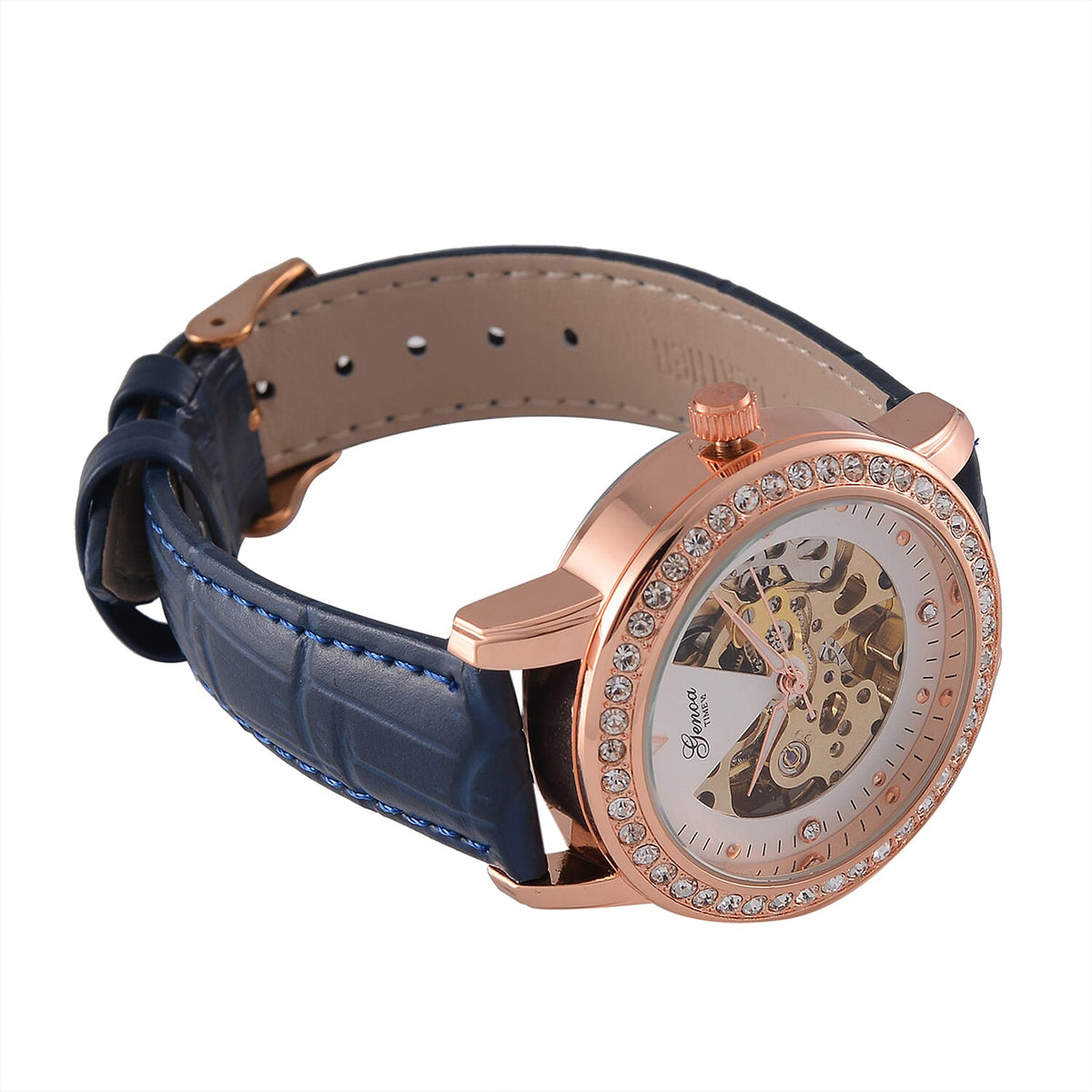 Designer Inspired - GENOA TIME V2-Automatic Movement with White Crystal and Leather Strap 7839037 6