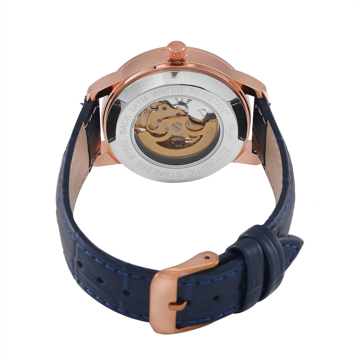 Designer Inspired - GENOA TIME V2-Automatic Movement with White Crystal and Leather Strap 7839037 7