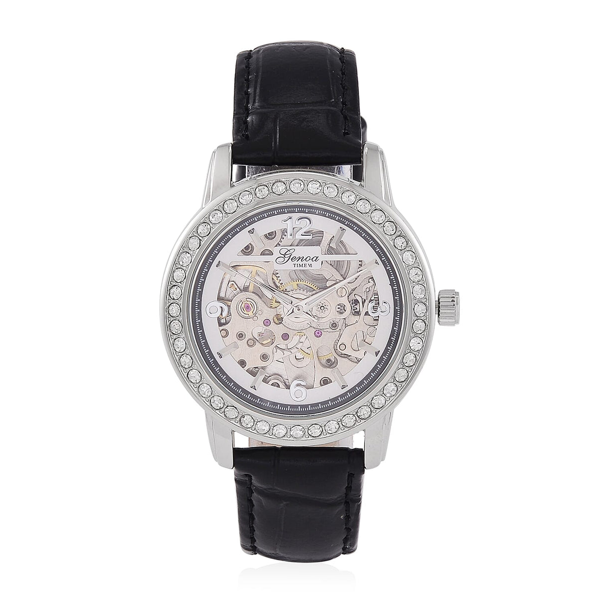Designer Inspired - GENOA TIME V2-Automatic Movement with White Crystal and Leather Strap 7839053 0