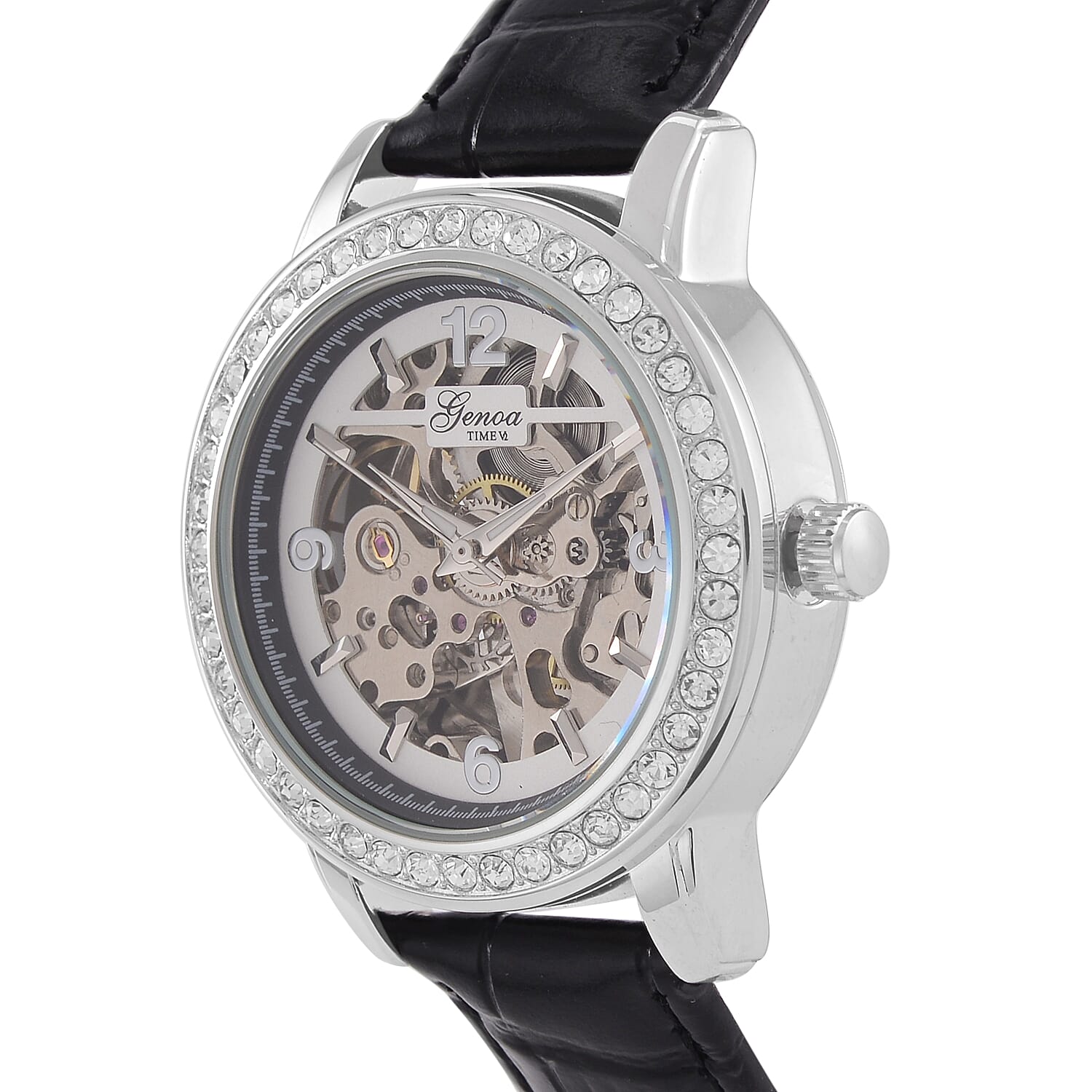 Designer Inspired - GENOA TIME V2-Automatic Movement with White Crystal and Leather Strap 7839053 4