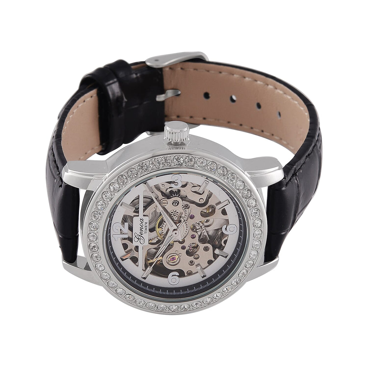 Designer Inspired - GENOA TIME V2-Automatic Movement with White Crystal and Leather Strap 7839053 5