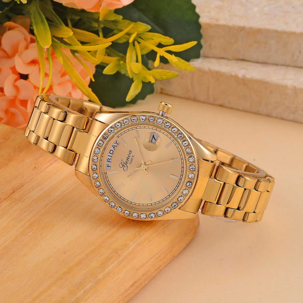 GENOA Quartz Movement Water Resistant Watch with Gold Colour Stainless Steel 7714881 1