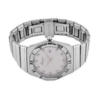 Designer Inspired - GENOA TIME V2 Japanese Movt. Crystal Studded White Dial Watch with Stainless Steel Chain Strap - Silver