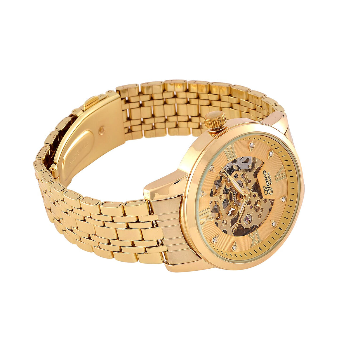 Limited Edition - Genoa Time Automatic Movt, Skeleton Dial Crystal Studded Watch with 3ATM Water Resistancy Presented in a Gift Box - Gold 7819240 5