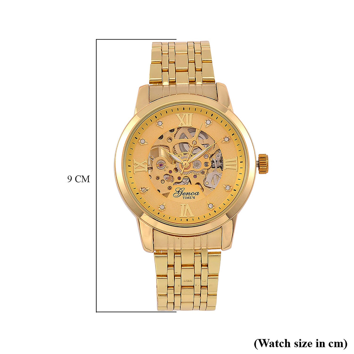 Limited Edition - Genoa Time Automatic Movt, Skeleton Dial Crystal Studded Watch with 3ATM Water Resistancy Presented in a Gift Box - Gold 7819240 7