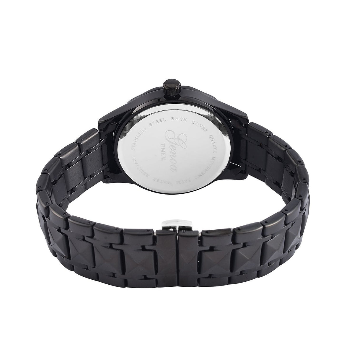 GENOA TIME V2 Quartz Movt. Crystal Studded Black Sunshine Dial 3 ATM WR Watch with Black Stainless Steel Chain Strap 7676860 6