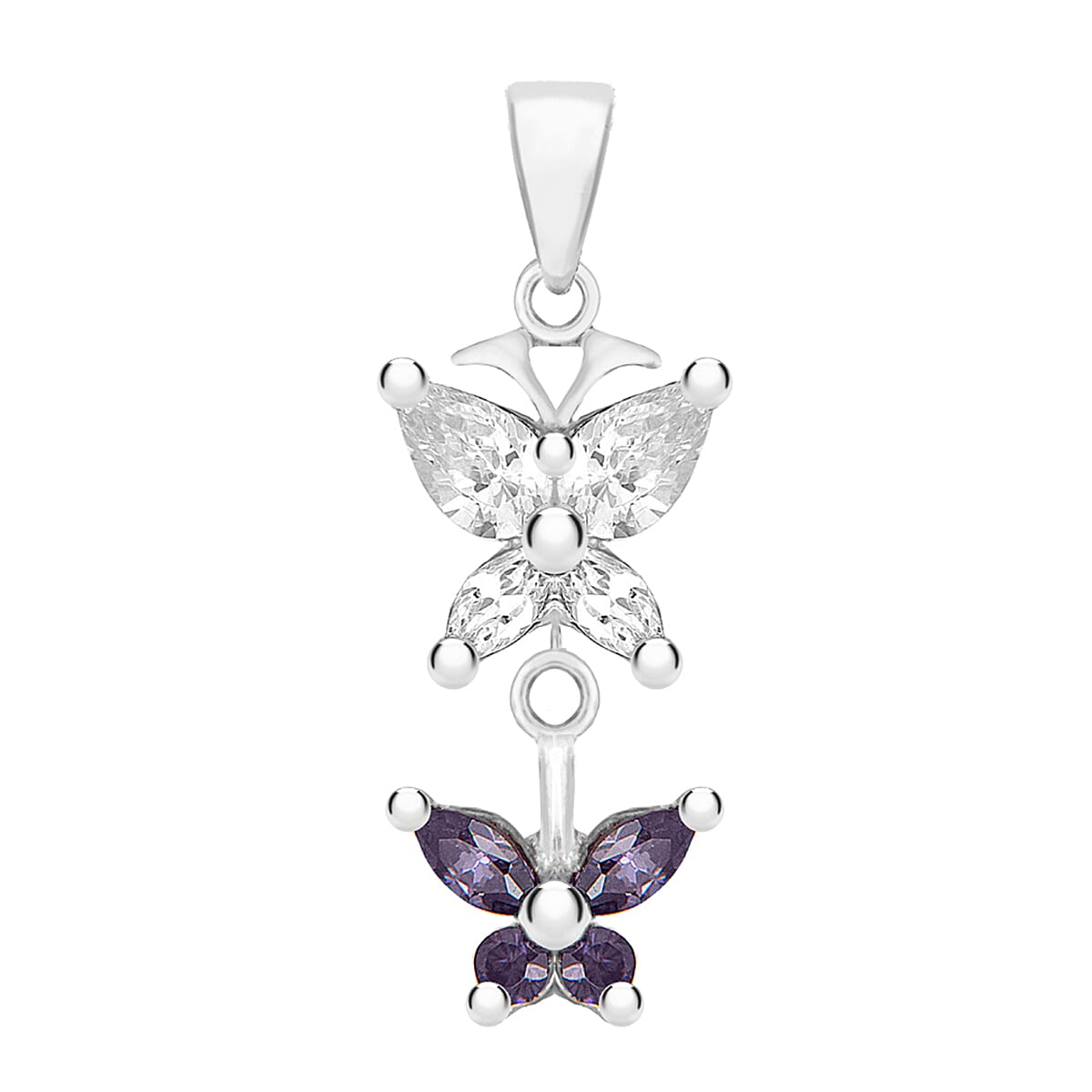 Sterling Silver Cubic Zirconia Butterfly Pendant 7754021 0