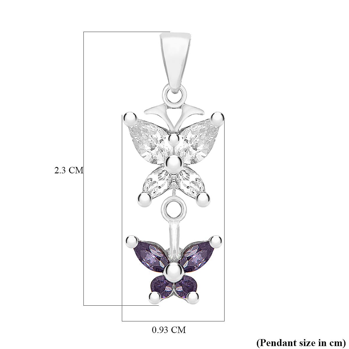 Sterling Silver Cubic Zirconia Butterfly Pendant 7754021 1