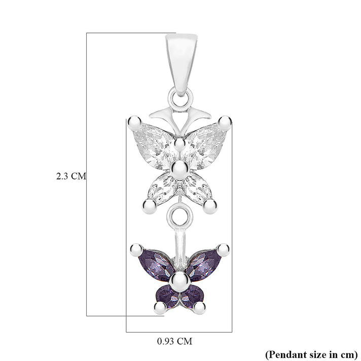Sterling Silver Cubic Zirconia Butterfly Pendant 7754021 2