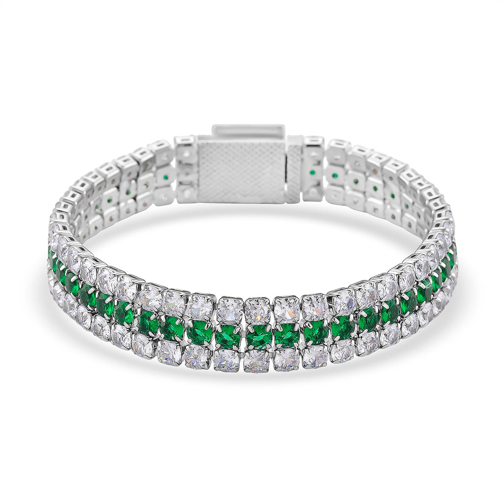 Close Out Deal- White Cubic Zirconia & Austrian Green Crystal Bracelet (Size - 7.5)