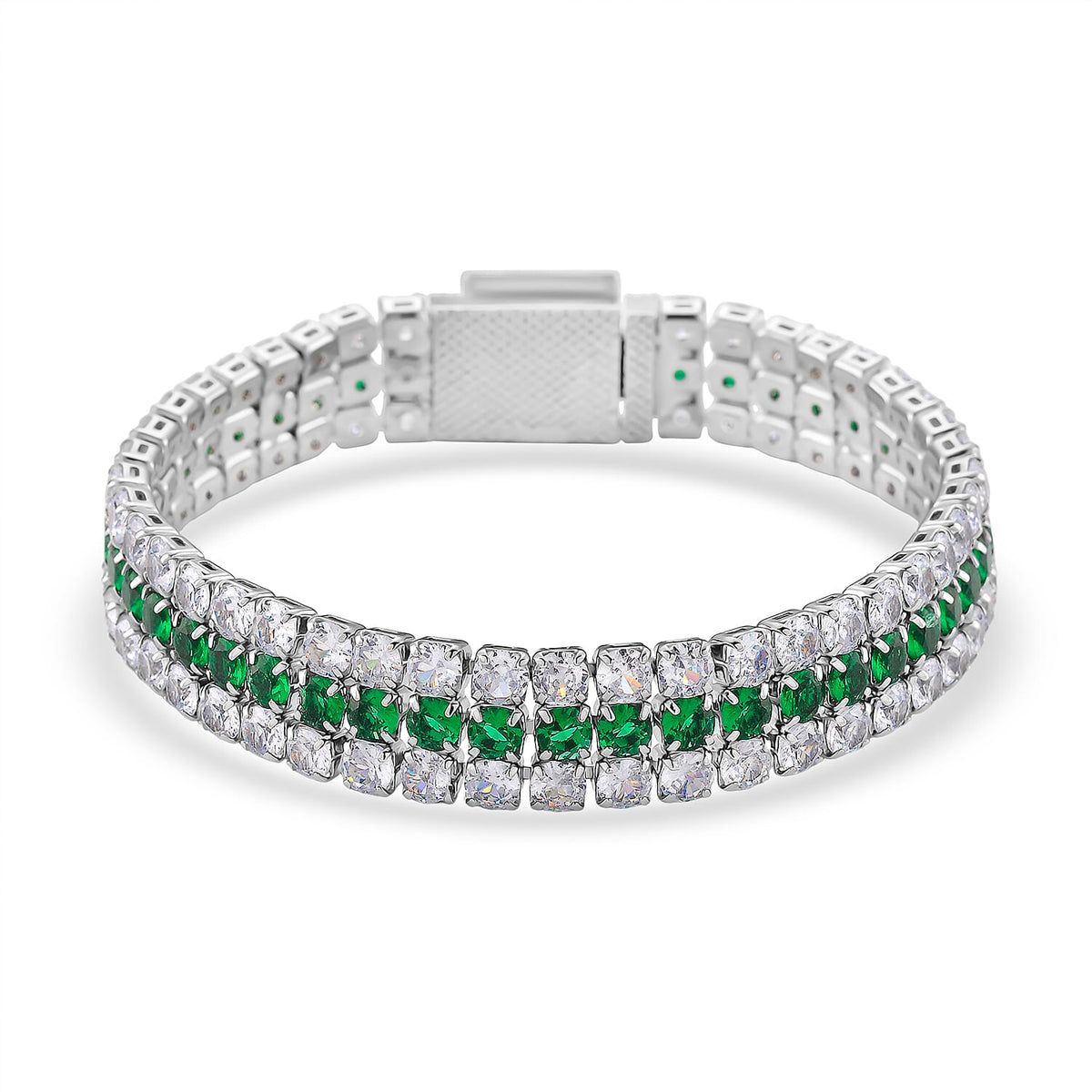 Close Out Deal- White Cubic Zirconia &amp; Austrian Green Crystal Bracelet (Size - 7.5) V32698293 0