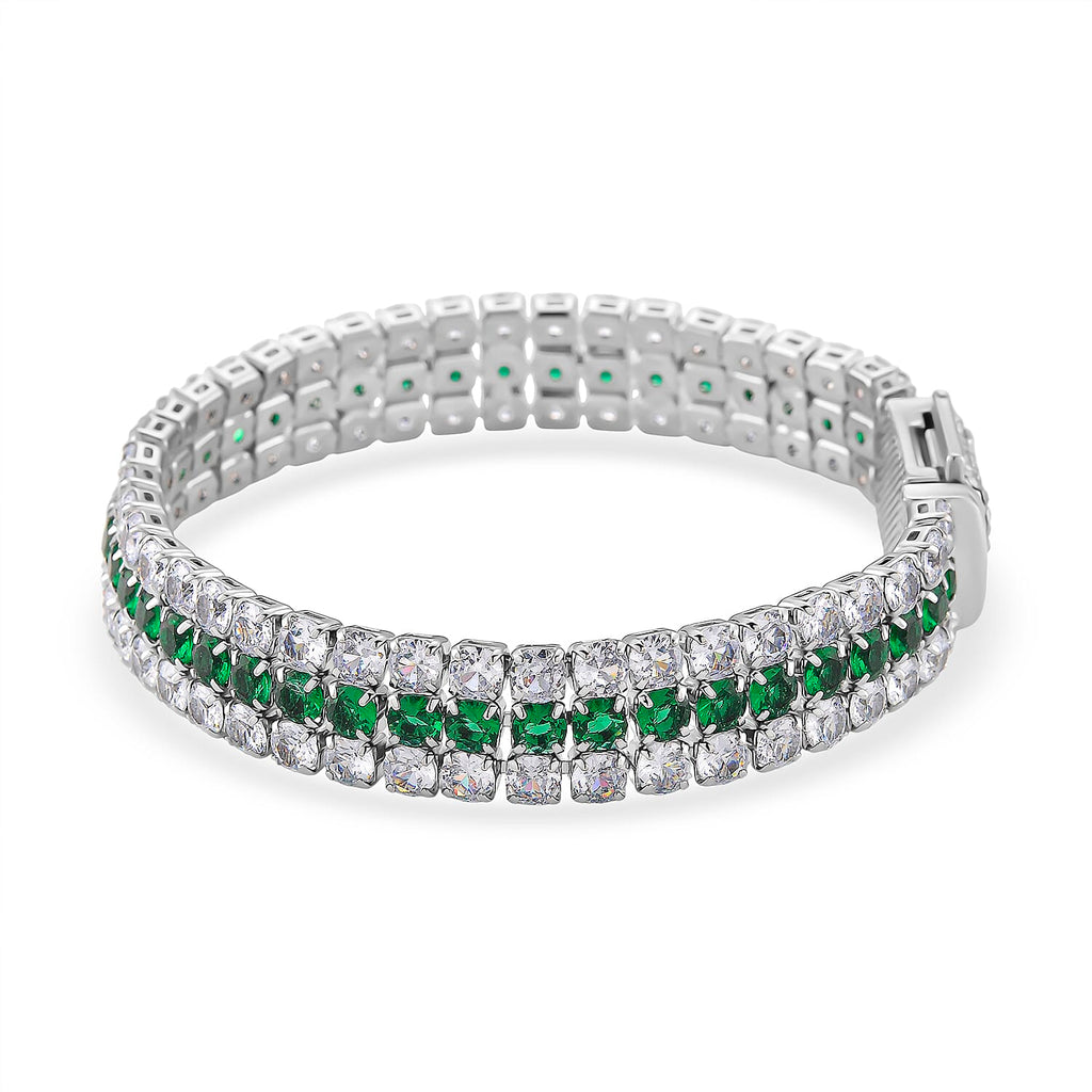 Close Out Deal- White Cubic Zirconia & Austrian Green Crystal Bracelet (Size - 7.5)