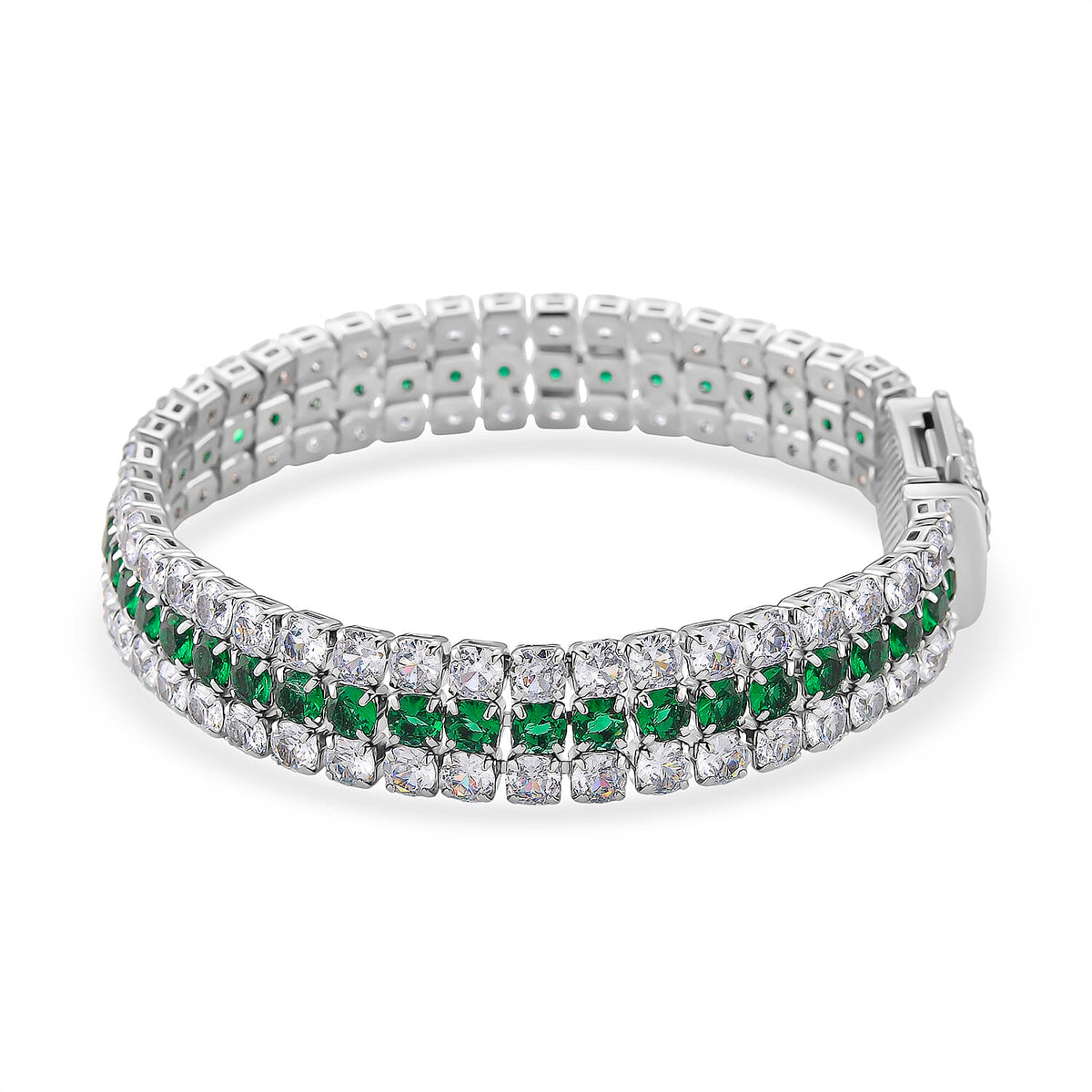 Close Out Deal- White Cubic Zirconia &amp; Austrian Green Crystal Bracelet (Size - 7.5) V32698293 3