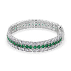 Close Out Deal- White Cubic Zirconia & Austrian Green Crystal Bracelet (Size - 7.5)