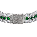 Close Out Deal- White Cubic Zirconia & Austrian Green Crystal Bracelet (Size - 7.5)