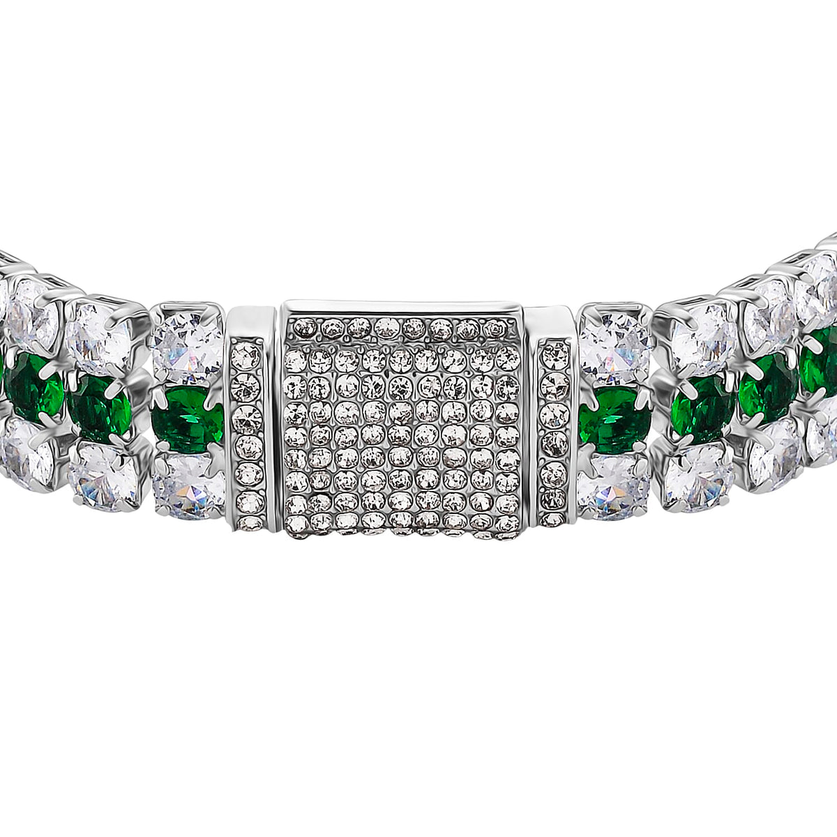 Close Out Deal- White Cubic Zirconia &amp; Austrian Green Crystal Bracelet (Size - 7.5) V32698293 4