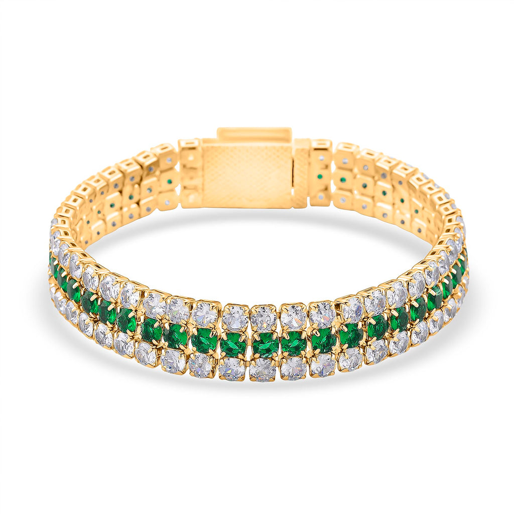 Close Out Deal- White Cubic Zirconia & Austrian Green Crystal Bracelet (Size - 7.5)