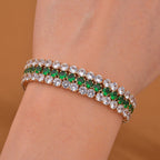 Close Out Deal- White Cubic Zirconia & Austrian Green Crystal Bracelet (Size - 7.5)