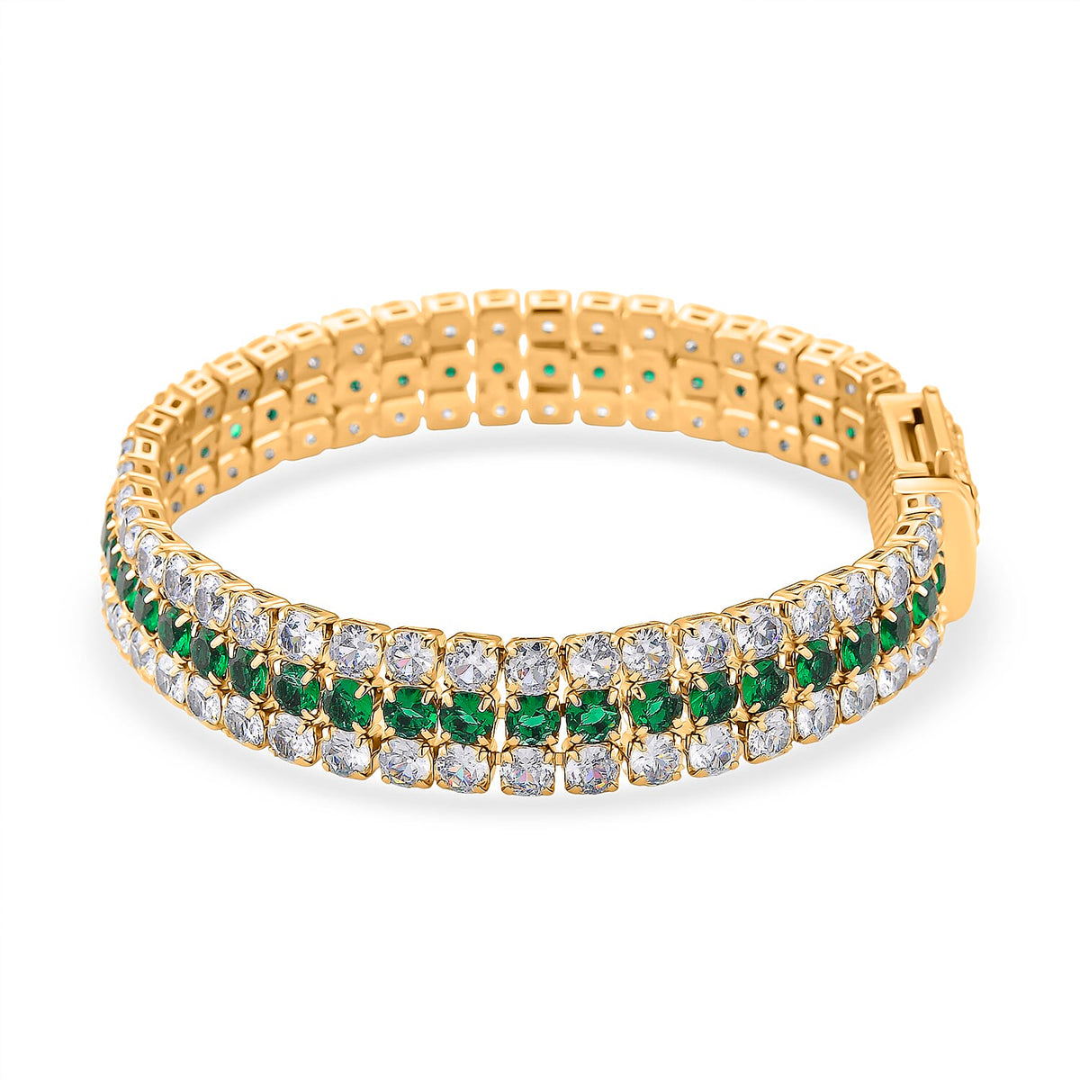 Close Out Deal- White Cubic Zirconia &amp; Austrian Green Crystal Bracelet (Size - 7.5) 8192344 3