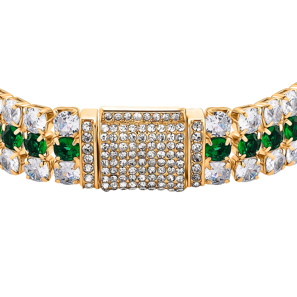 Close Out Deal- White Cubic Zirconia & Austrian Green Crystal Bracelet (Size - 7.5)